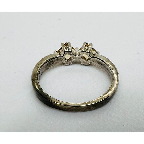Vintage Ring 925 Sterling Silver 2 Yellow Citrine Gemstones Stacking Band sz 8 - Picture 10 of 12